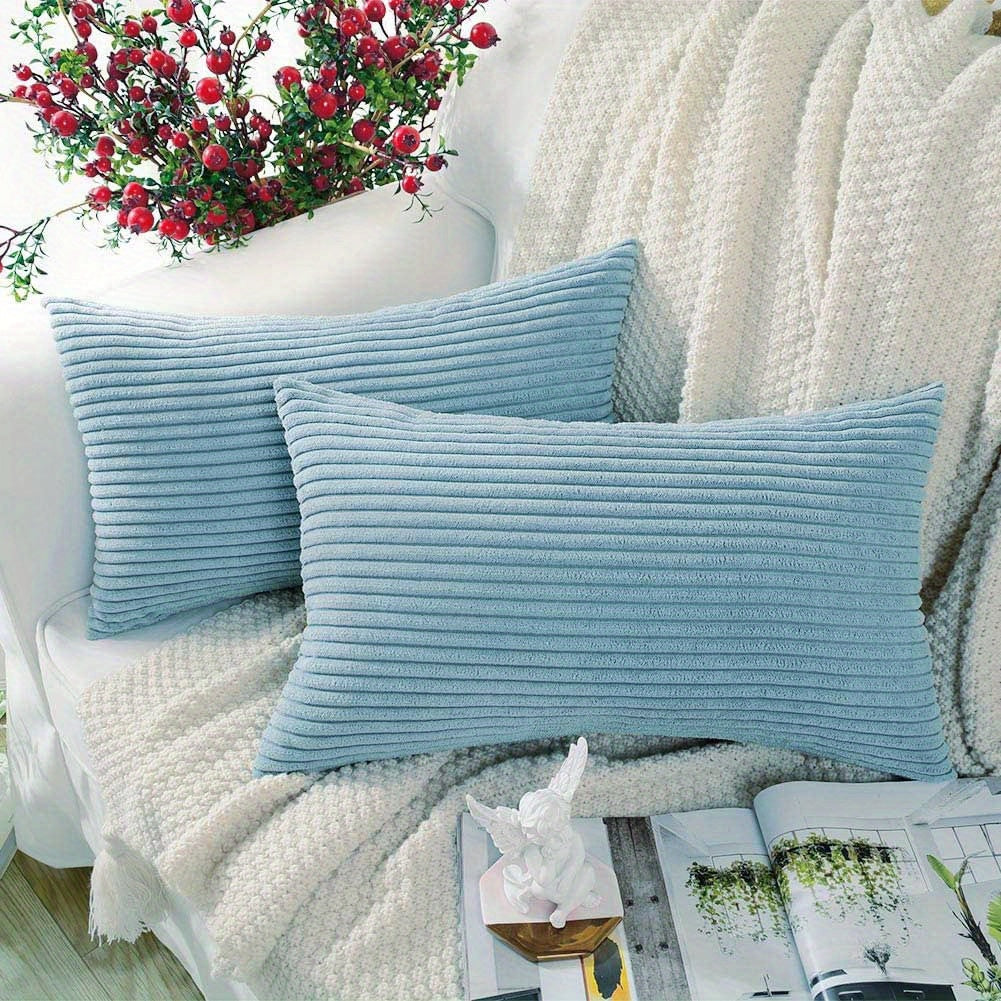 2 Pieces Corduroy Square Cushion Covers Short Plush Home Bedroom Car Living Room Decor