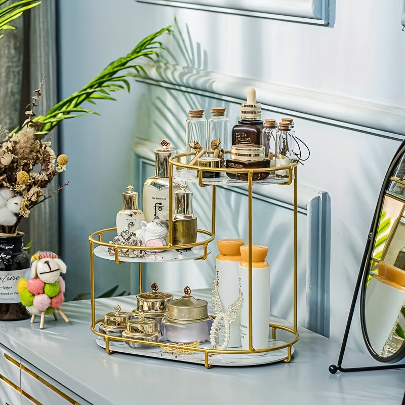 Organizador de baño de metal sin instalación, pulido, ligero, sin fragancia