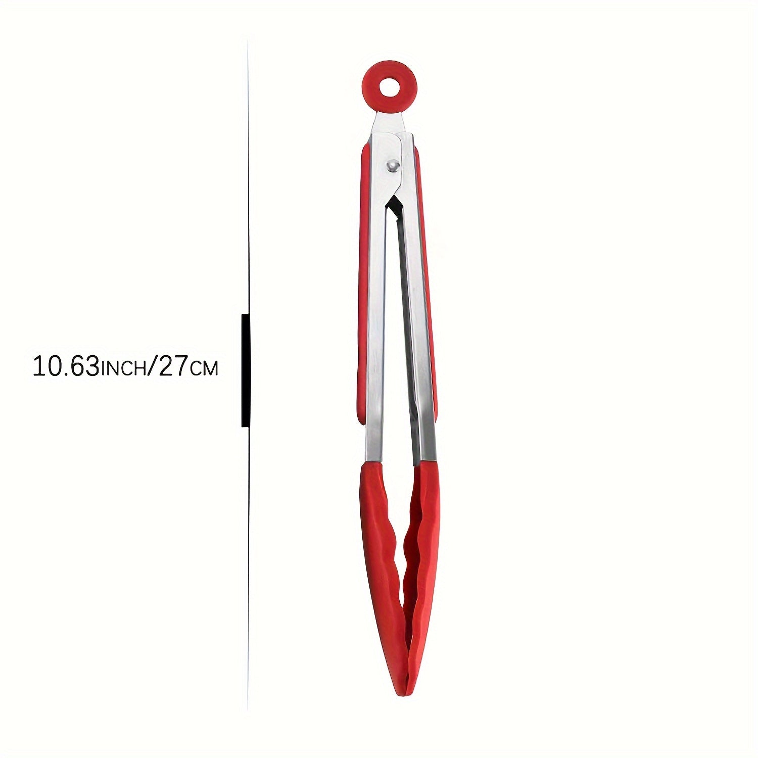 Black and Red Stainless Steel Kitchen Tongs with Silicone Tips, Multiple Sizes