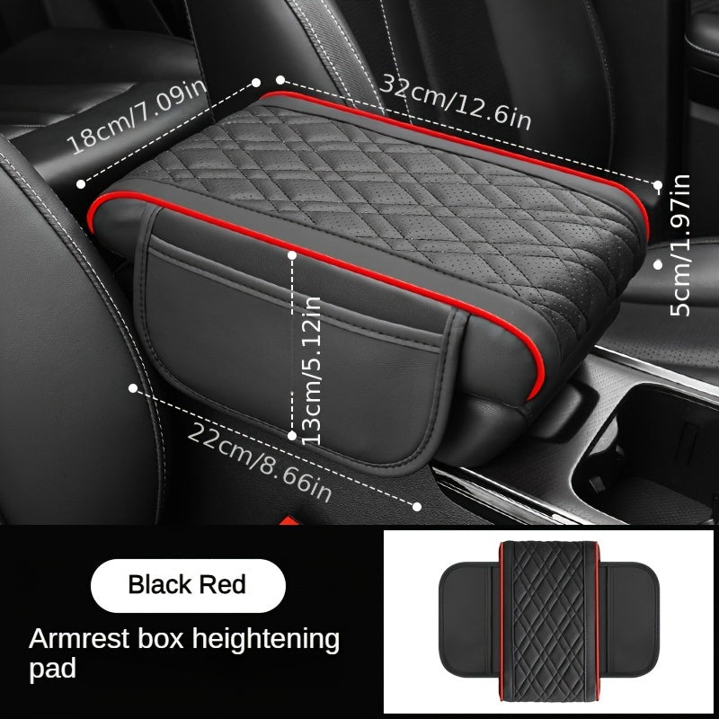 Car Armrest Cover Leather-Style Quilted Storage Pad for Cars