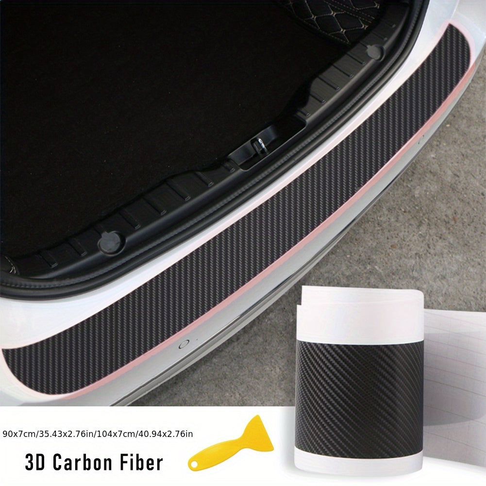 Universal Rear Trunk Guard Plate Sticker 3D Carbon Fiber Scratch Protection