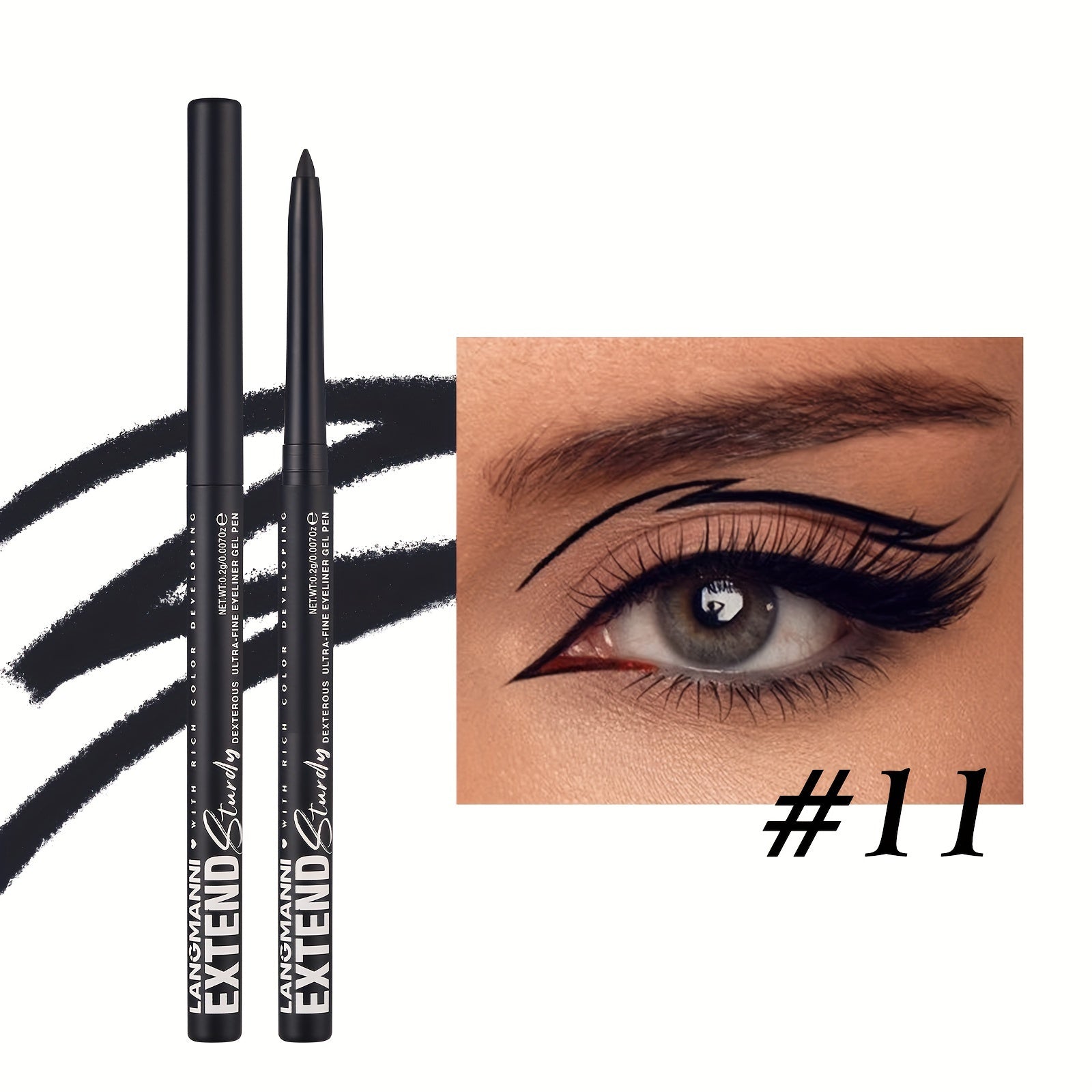 Women Eyeliner Gel Pen 12 Colors Long-Lasting Waterproof Smudge-Proof Brown