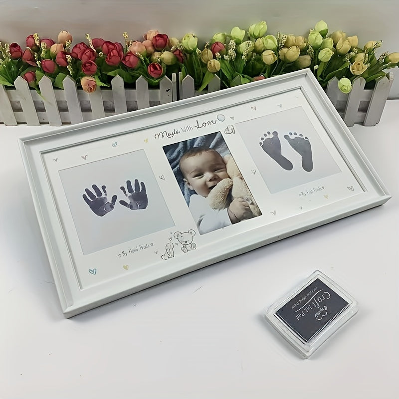 Family Photo Frame for Wall Display with Handprint and Footprint Designs for Milestones