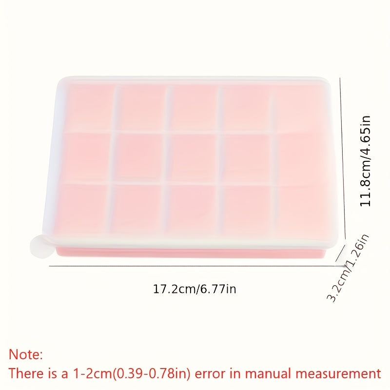 Silicone Ice Cube Tray Mold with Lid 15/24 Square Grids BPA-Free