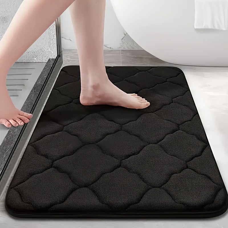 Coral Fleece Bath Mat Fast-Drying Slip-Resistant Geometric Design for Bathroom Kitchen Bedroom
