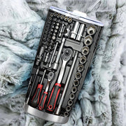 20oz zanglamaydigan po'latdan tayyorlangan sayohat mug'i, Toolbox bosimi bilan, ikki qavatli vakuum izolyatsiya