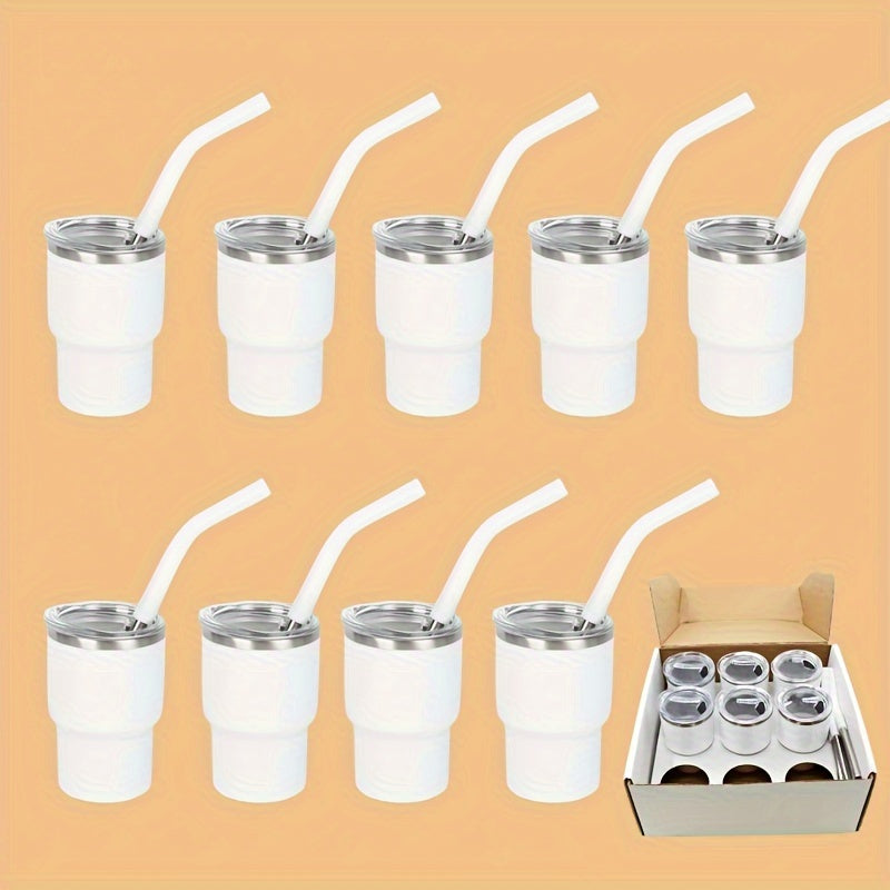 Vasitos de acero inoxidable con tapas y pajitas 9-pack para uso en casa y bar