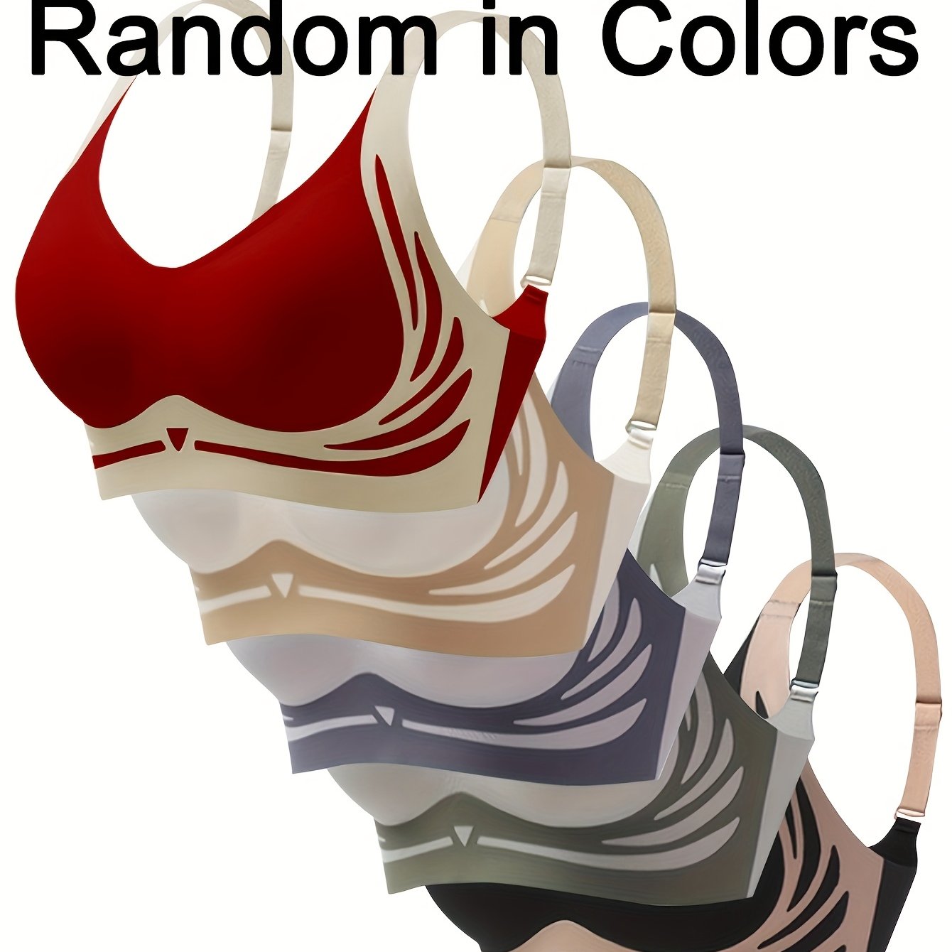 Women's Seamless High Support Bralettes 5-Pack V-Neck Breathable Colorblock