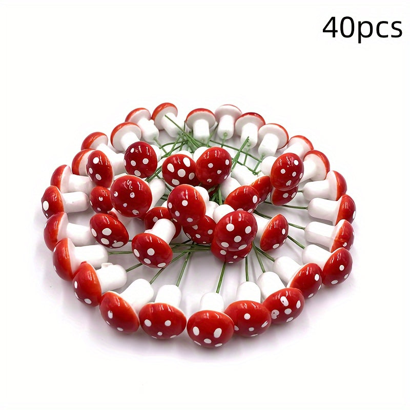 Red Faux Mushroom Flowers for Cake Decor Halloween Christmas Wreaths Crafts