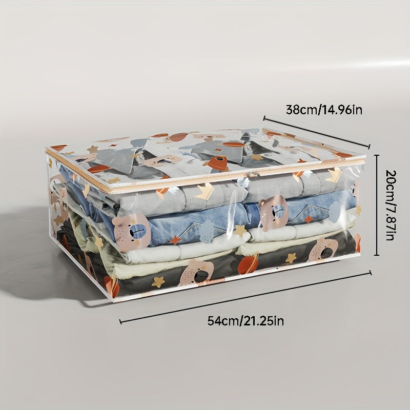 Прозрачный пластиковый мешок для хранения с дизайном космического медведя для организации предметов в детской и спальне - прочный и неотделанный