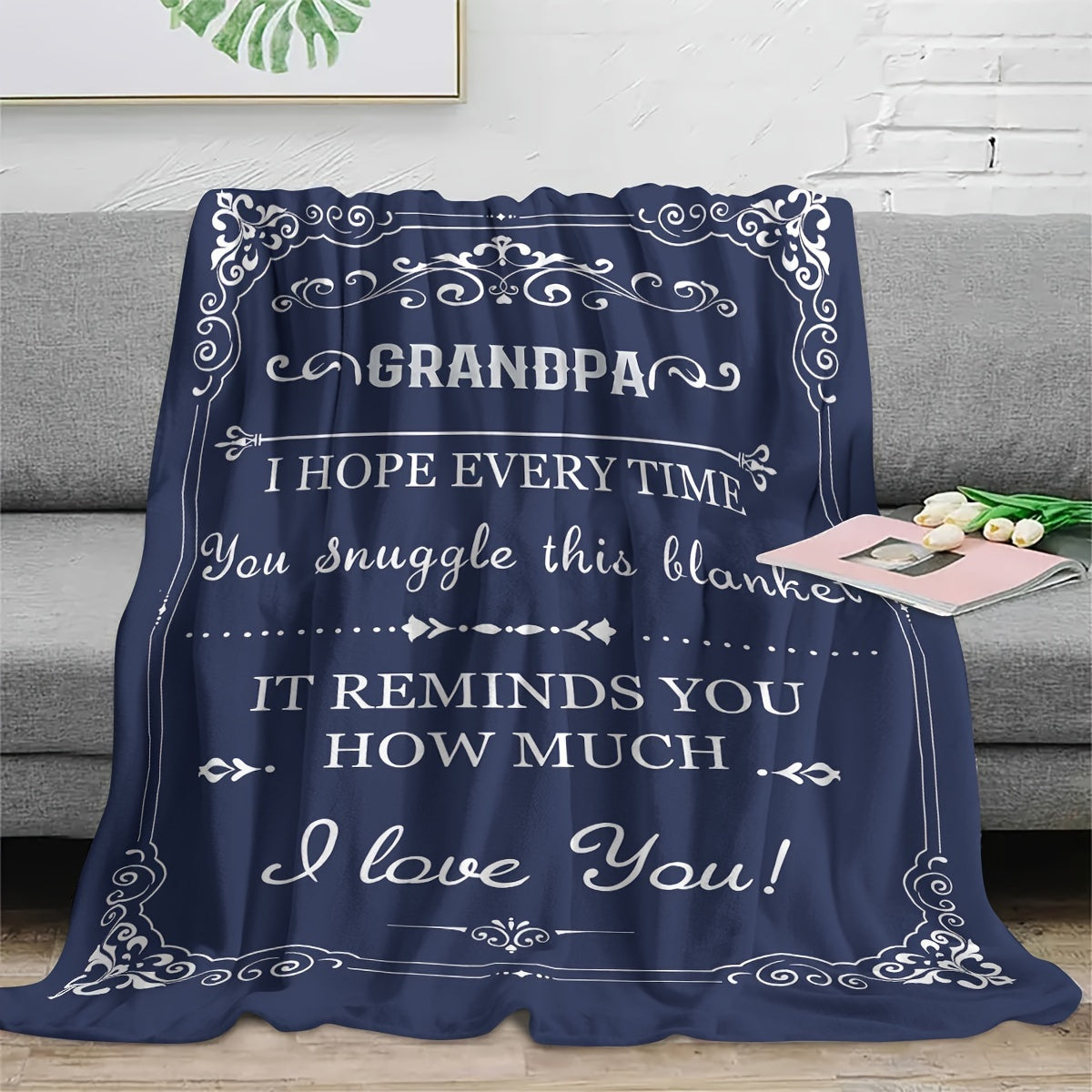Fleece Blanket for Adults with Grandpa Theme 200-250g Polyester Digital Print Easy Care