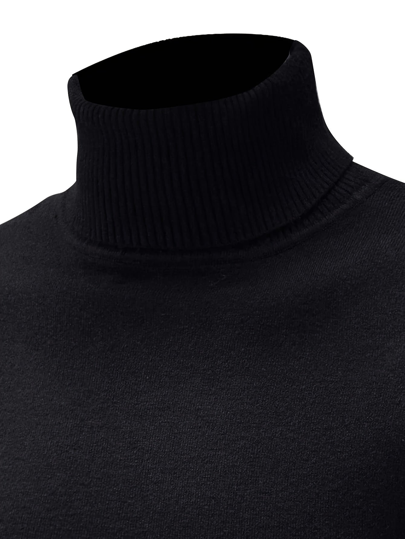 Plus Size Men's Brown Turtleneck Sweater Viscose Fall Winter Ribbed Cuffs