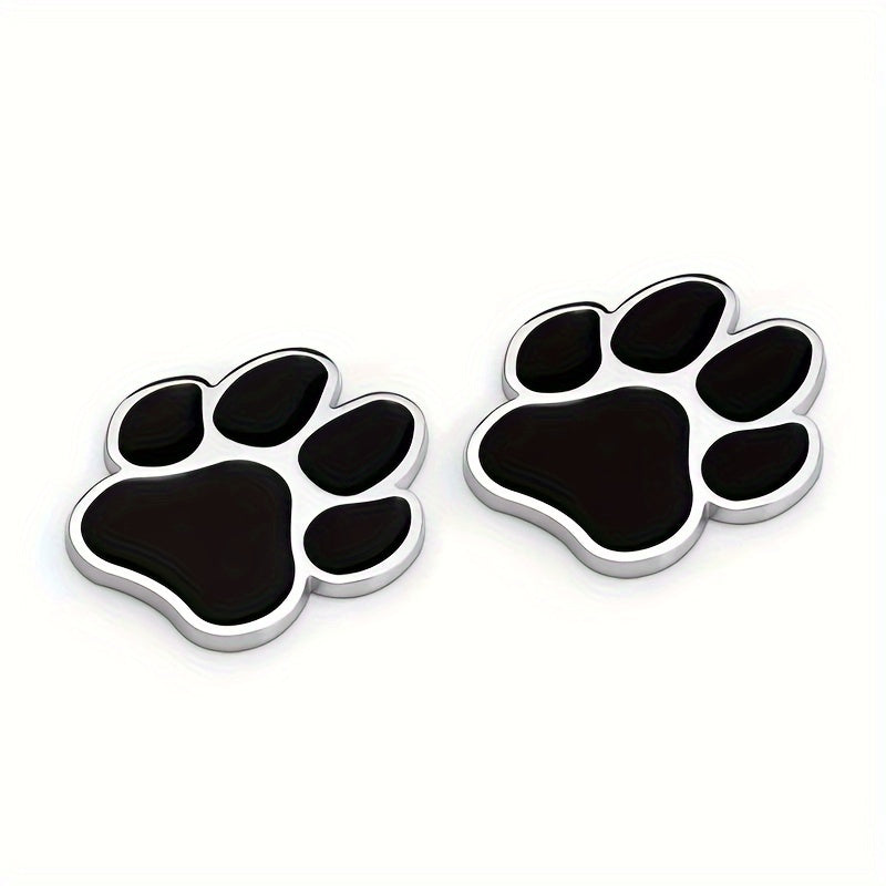 3D Chrome Dog Paw Decal Metal Footprint Sticker for Cars and Motorcycles