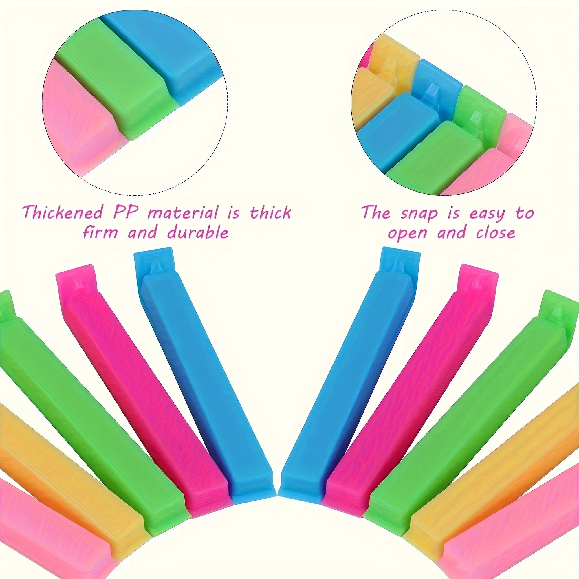 10 ta Rangli Qayta Ishlatiladigan Plastik Sumka Kliplari - Oziq-ovqatni Yangilab va Muntazam Saqlash, Oshxonangizni Tashkil Etish va Snacklarni Saqlash uchun Mukammal