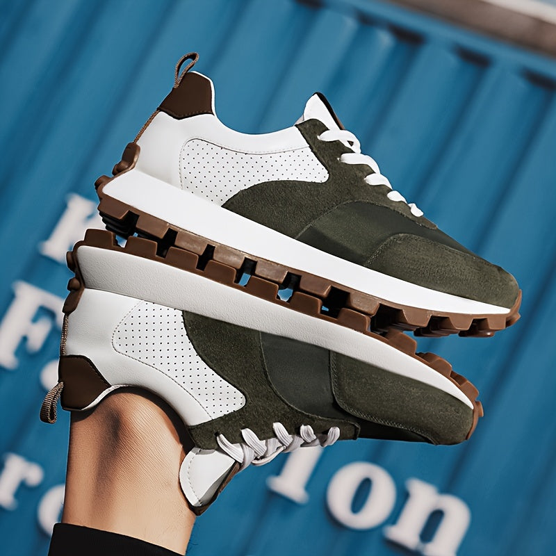 Erkaklar uchun Preppy Sport Krossovkalari - Bog'ichli, Havo o'tkazuvchi, Kundalik kiyim uchun sun'iy yuqori qismi, mato ichki qismi, kauchuk taglik bilan yugurish va kundalik foydalanish uchun.