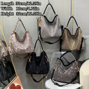 Шикарная женская сумка-тоут с стразами, леопардовым принтом и съемным ремешком - идеальна для ежедневных поездок и уикендов.