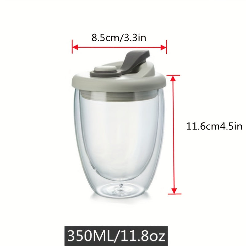 Izolyatsiyalangan espresso stakani, ikki qatlamli shaffof shisha, silikon qopqoq, qulay ushlash va ichish uchun tuxum shaklidagi dizayn. Qahva, sharbat va sut uchun ideal.