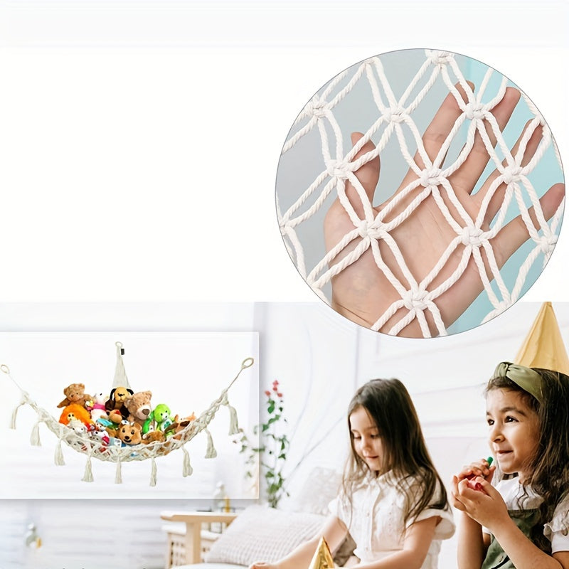 Stuffed Animal Storage Hammock for Kids and Pets Durable Fabric Space Saver Toy Organizer