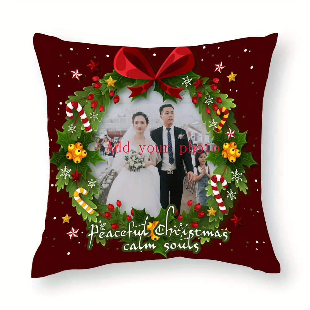 Personalized Photo Pillowcase Soft Short Plush Polyester Holiday Gift for Pets Family