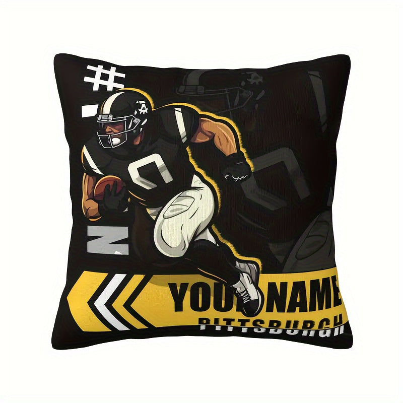 Personalized Pittsburgh Football Pillow Cover 18x18 Custom Sports Decor Polyester Knit