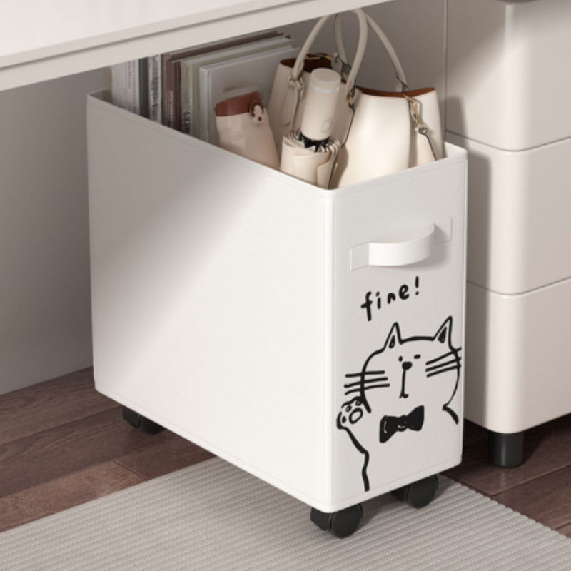 Cesta de almacenamiento de mezclilla con diseño de gato y ruedas para oficina, baño, hogar, organizador