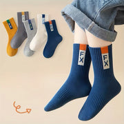 Breathable Mid-Calf Socks for Men and Children 5 Pairs No Pilling