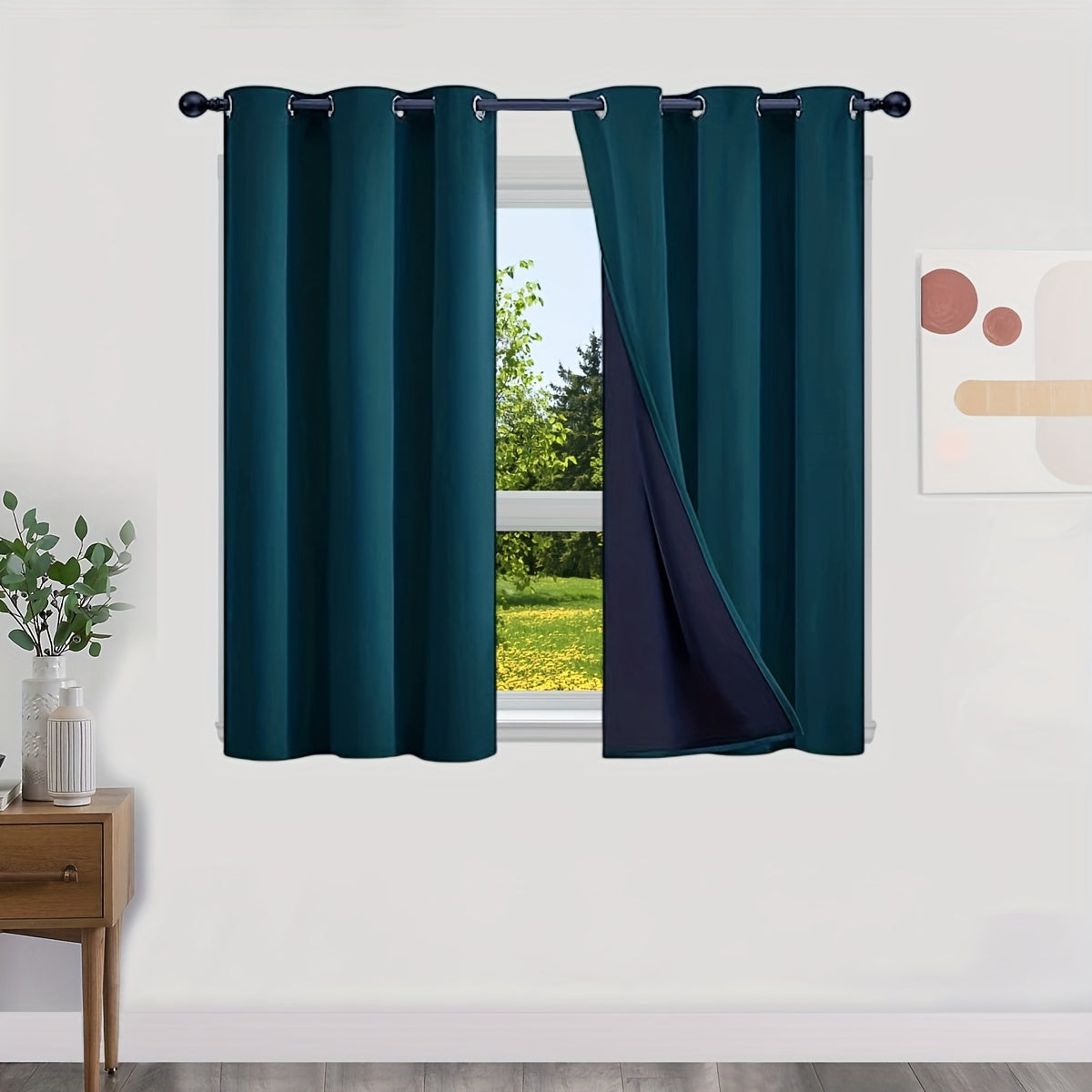 Blackout Curtains 100% Opaque with Lining 2 Pieces for Bedroom Living Room
