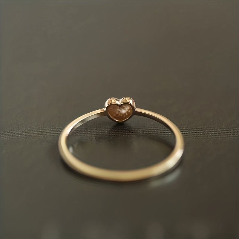 Oltin Rangli Barmoq Halqasi Zargarlik Bezaklari Kundalik Kiymak Uchun - 925 Kumush Mini Sevgi Yurak Nozik Halqa Halqasi Niche Dizayni Bilan