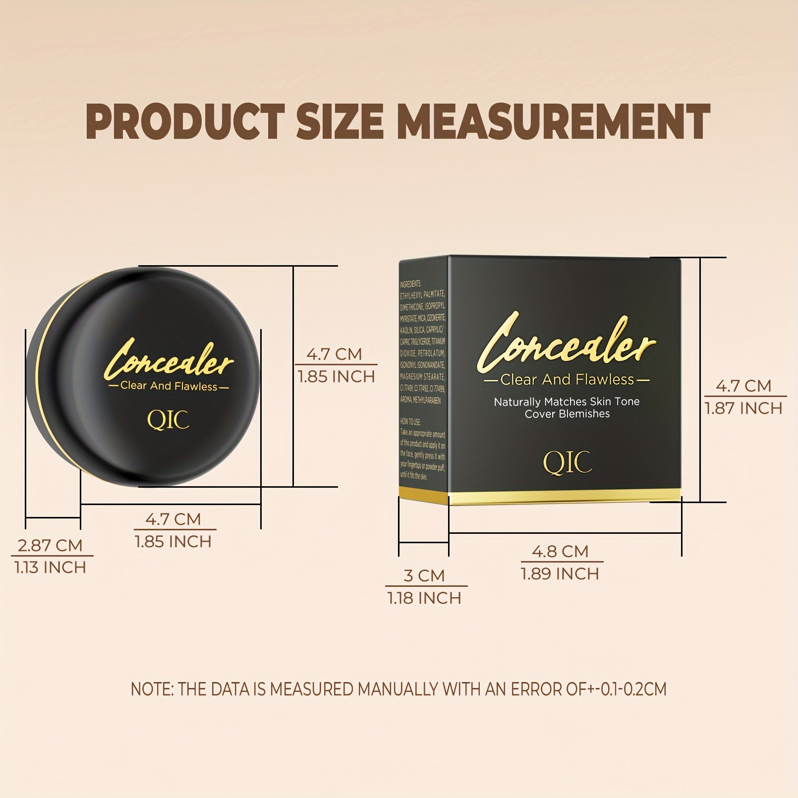 Concealer Cream for All Skin Types Waterproof Medium Coverage with Brush