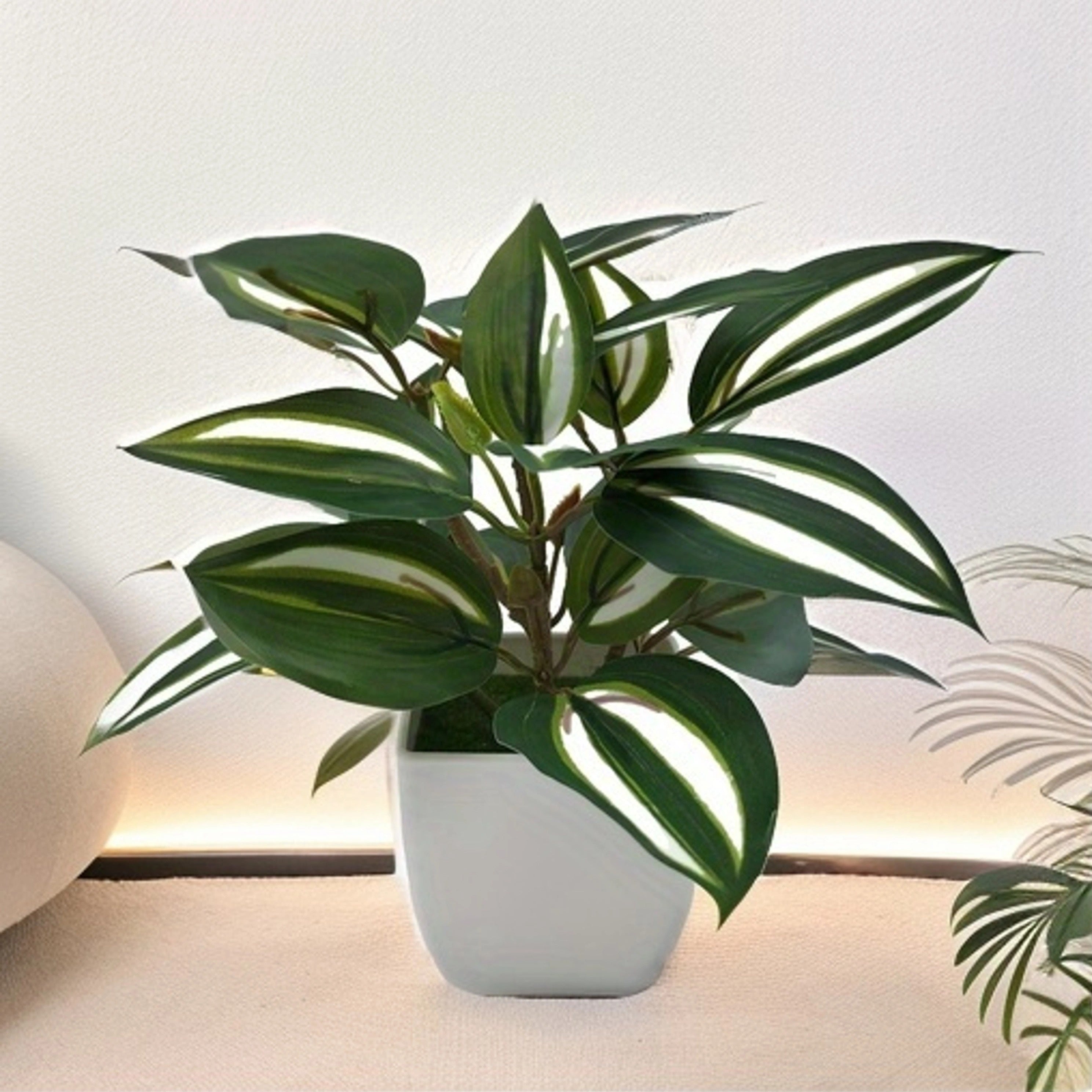 Set of 4 Small Artificial Eucalyptus Plants in White Planters for Indoor Decor