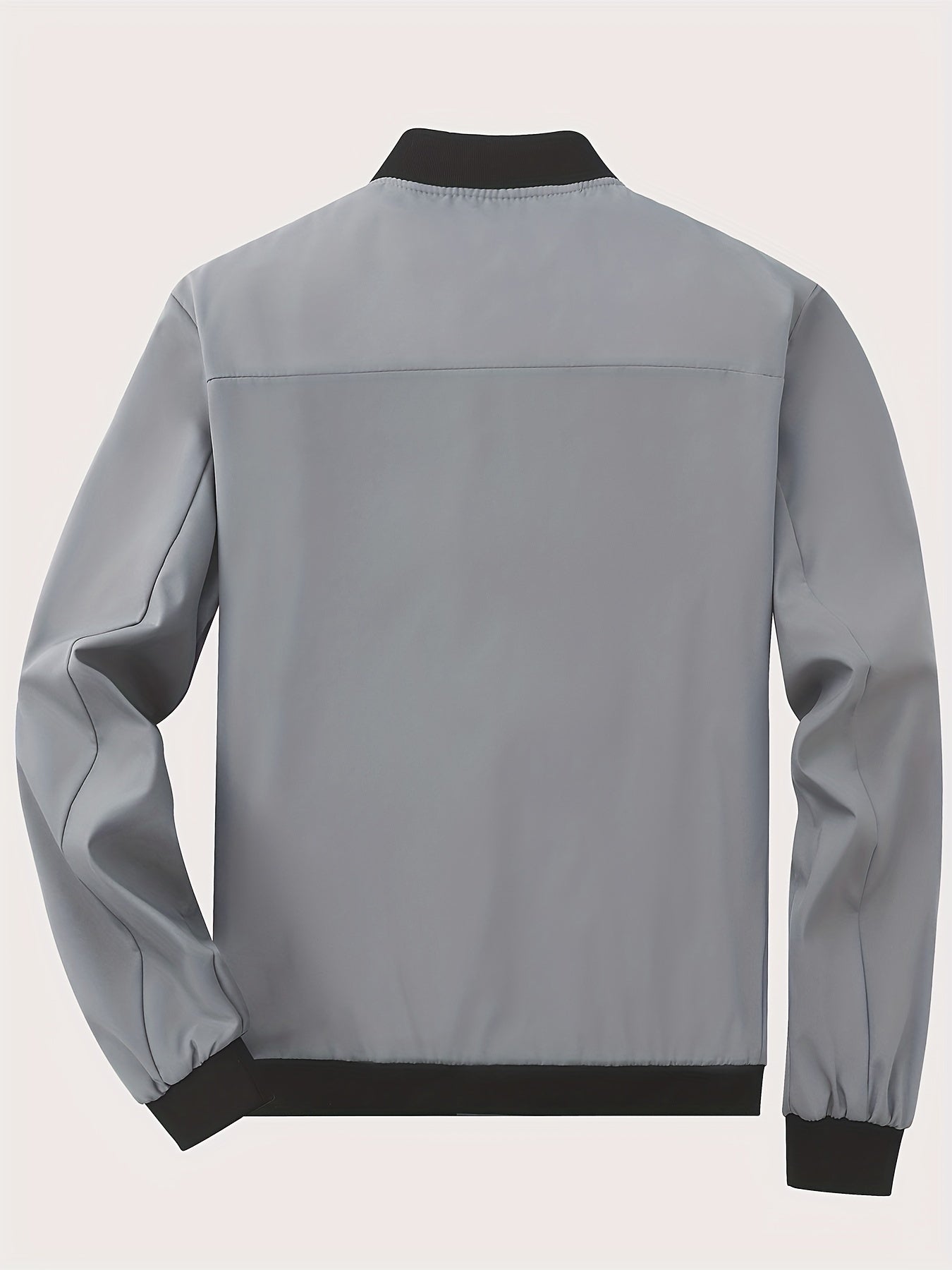 Мужская куртка из полиэстера однотонного цвета с молнией и стойкой воротником, длинные рукава, повседневная, для всех сезонов