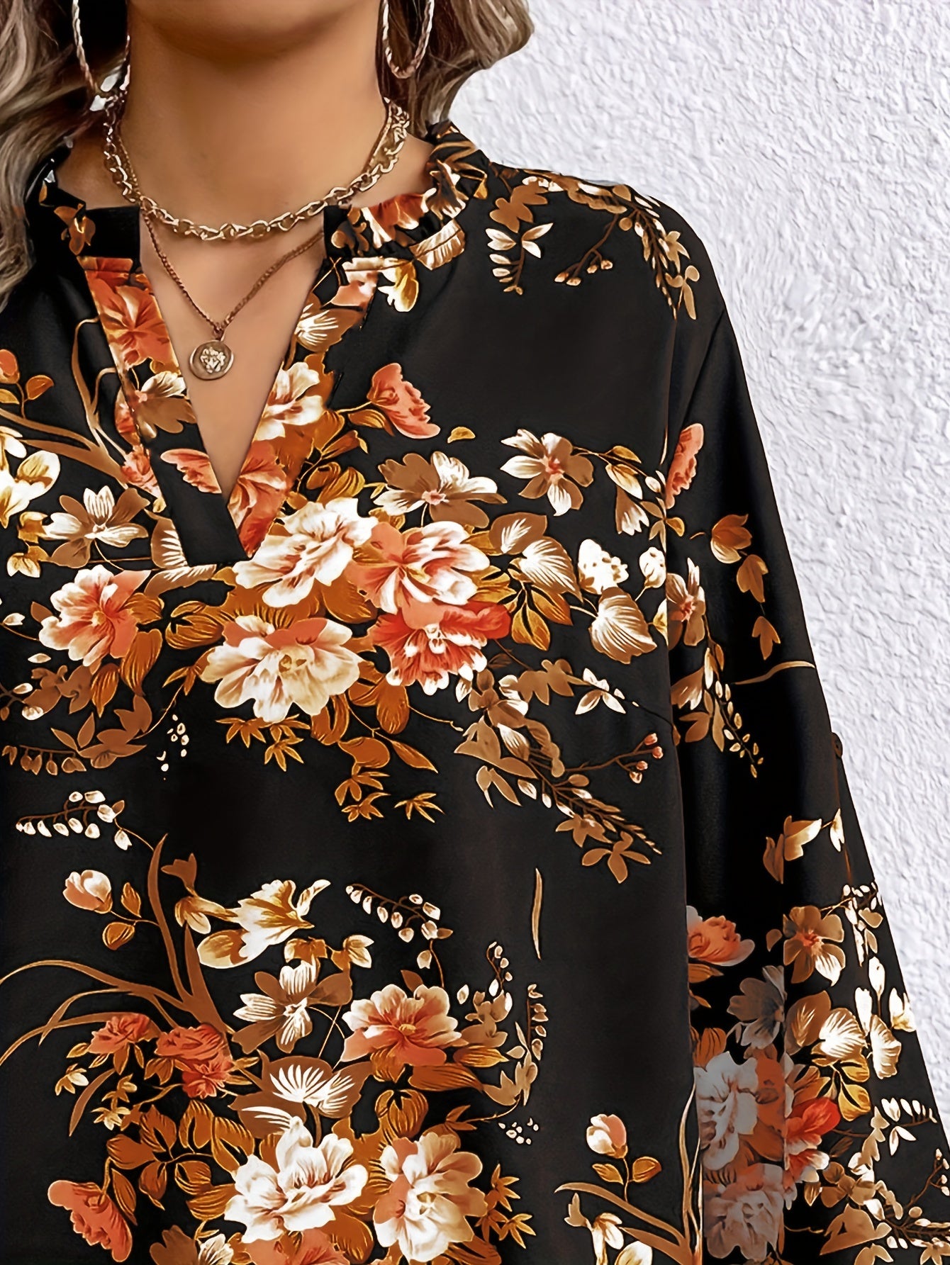 Ayollar uchun geometrik bosma notched collar kofta, katta o'lcham