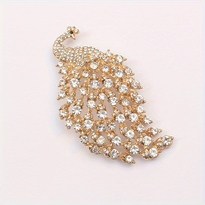 Broche antiguo de pavo real con rhinestones, diseño irregular para vestidos y trajes