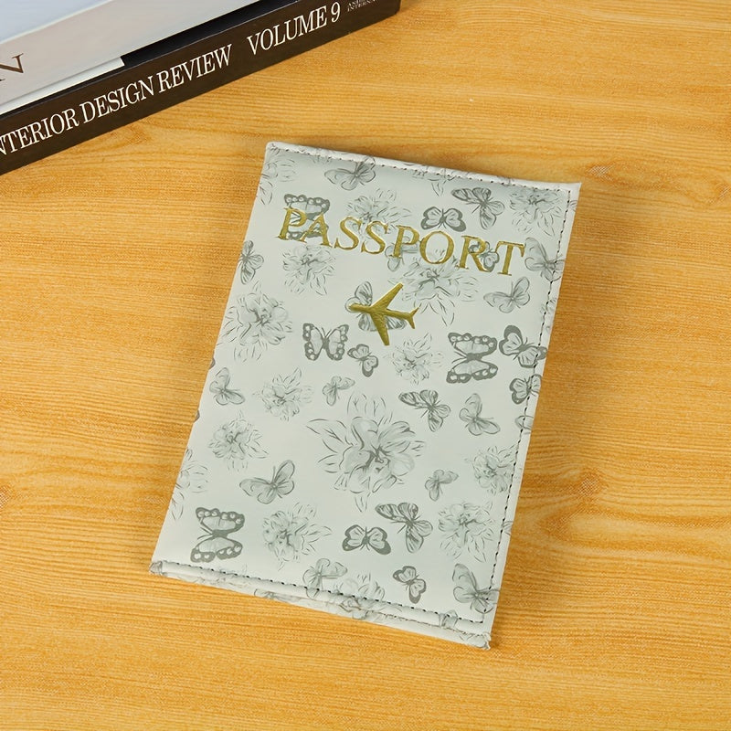 Funda de pasaporte de PVC negro con ranura para tarjeta de identificación y billete de avión para viajes