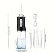 Rechargeable Water Flosser with 800mAh Battery, 360° Nozzle, 4 Tips