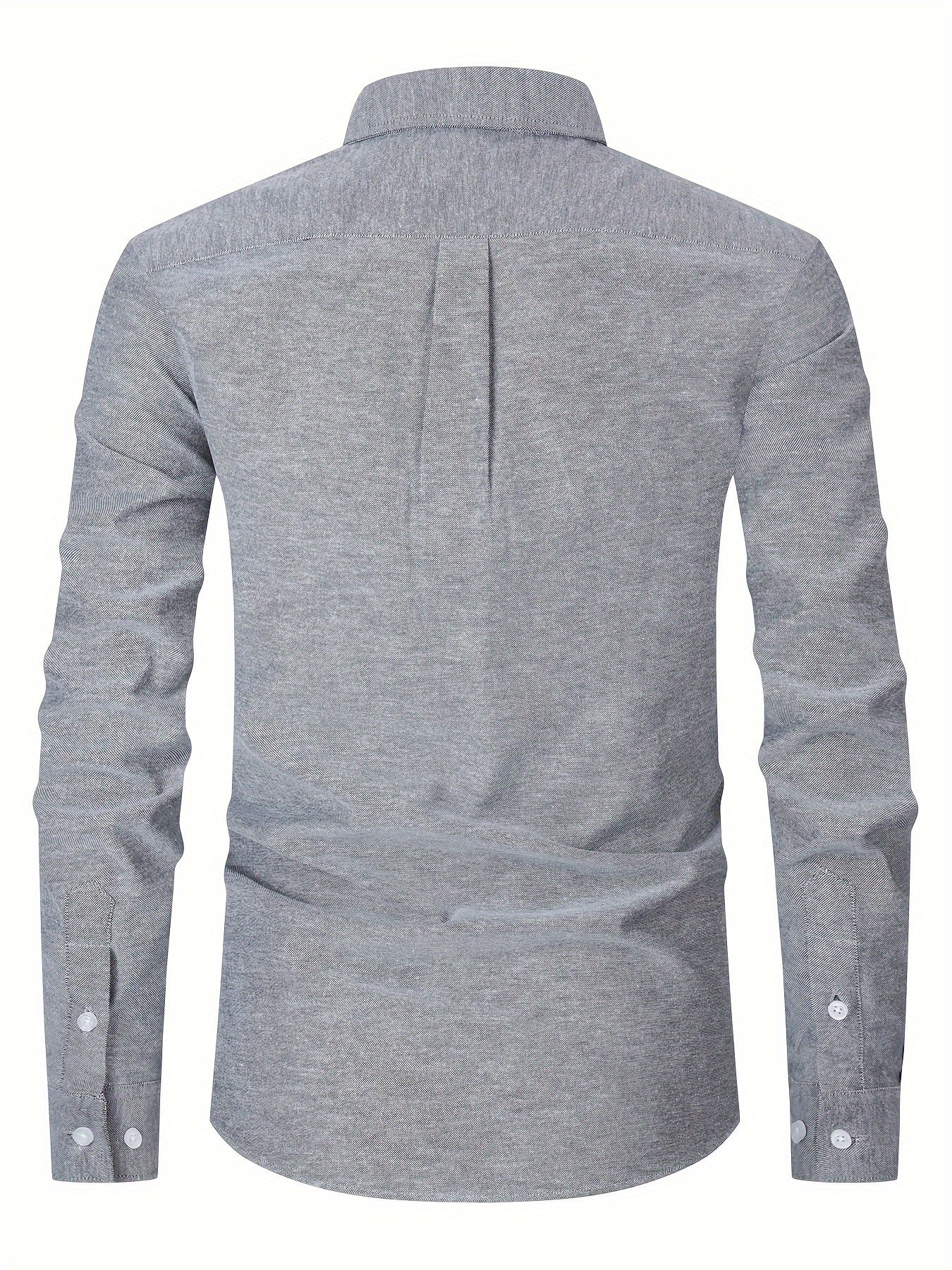 Men's Loose Fit Cotton Blend Oxford Dress Shirt Long Sleeve Solid Color with Front Pocket