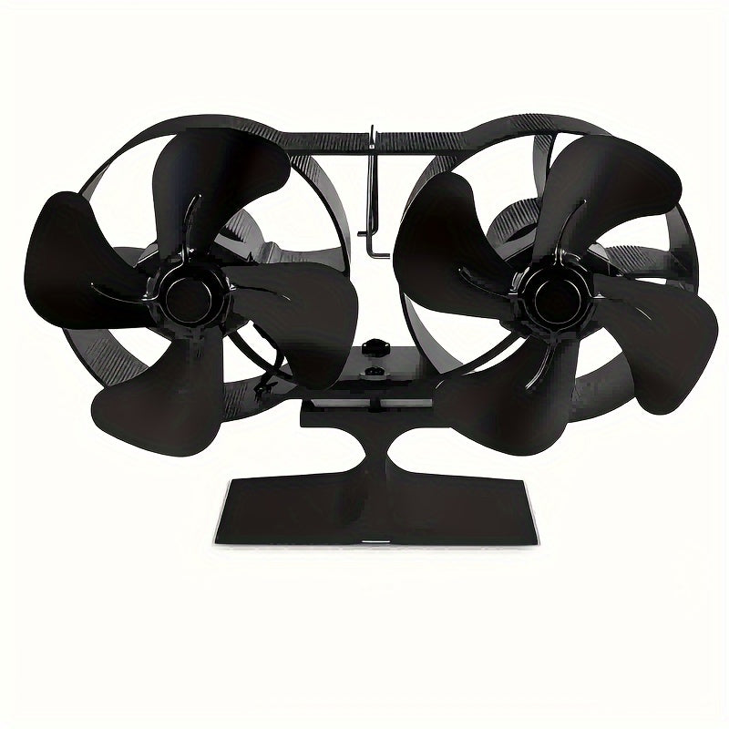 Wood Stove Fan Dual Motors 8 Blades Heat-Powered Fireplace Heater Accessory