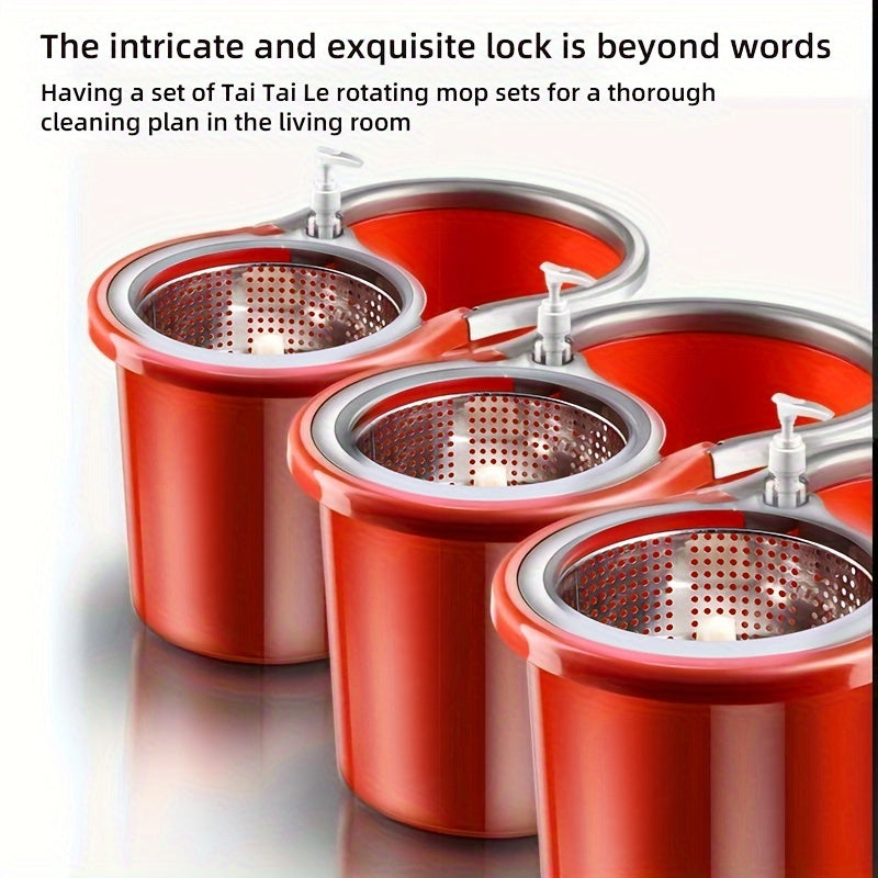 Qizil uy xo'jaligi aylanadigan mopu to'plami, chelak va 3 mop boshli - qo'l bilan tozalash uchun aylanadigan pol mop. Uy, oshxona, hammom pollari uchun mos. Chang olib tashlash va ho'l/quruq mop boshlarini o'z ichiga oladi. Zarur tozalash vositasi.