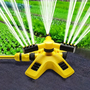 Automatic Lawn Sprinkler 360° Rotating Arms Large Area Coverage Yellow