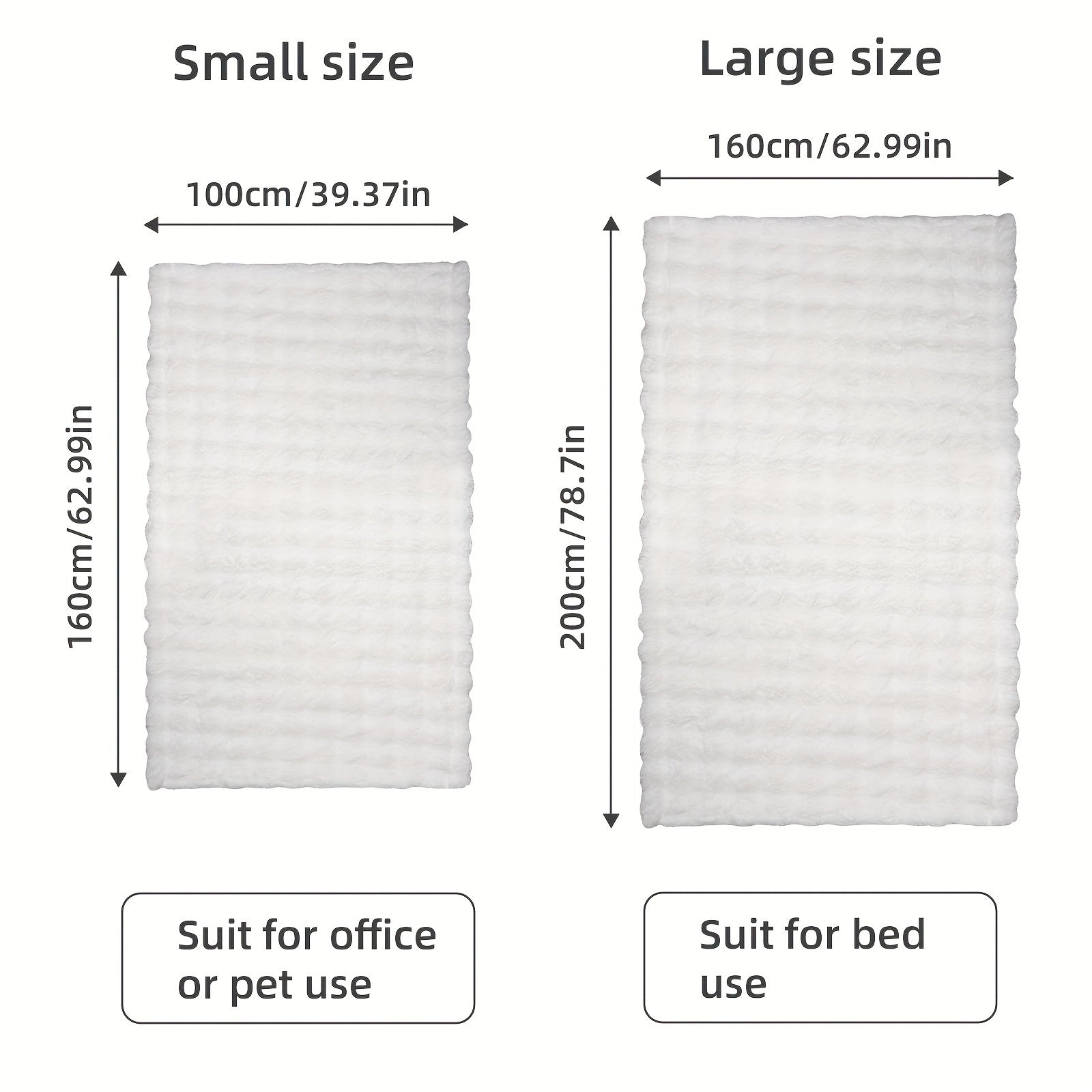 Double-Sided Rabbit Fleece Blanket Soft Faux Fur Plush Solid Color for Couch Bed Travel