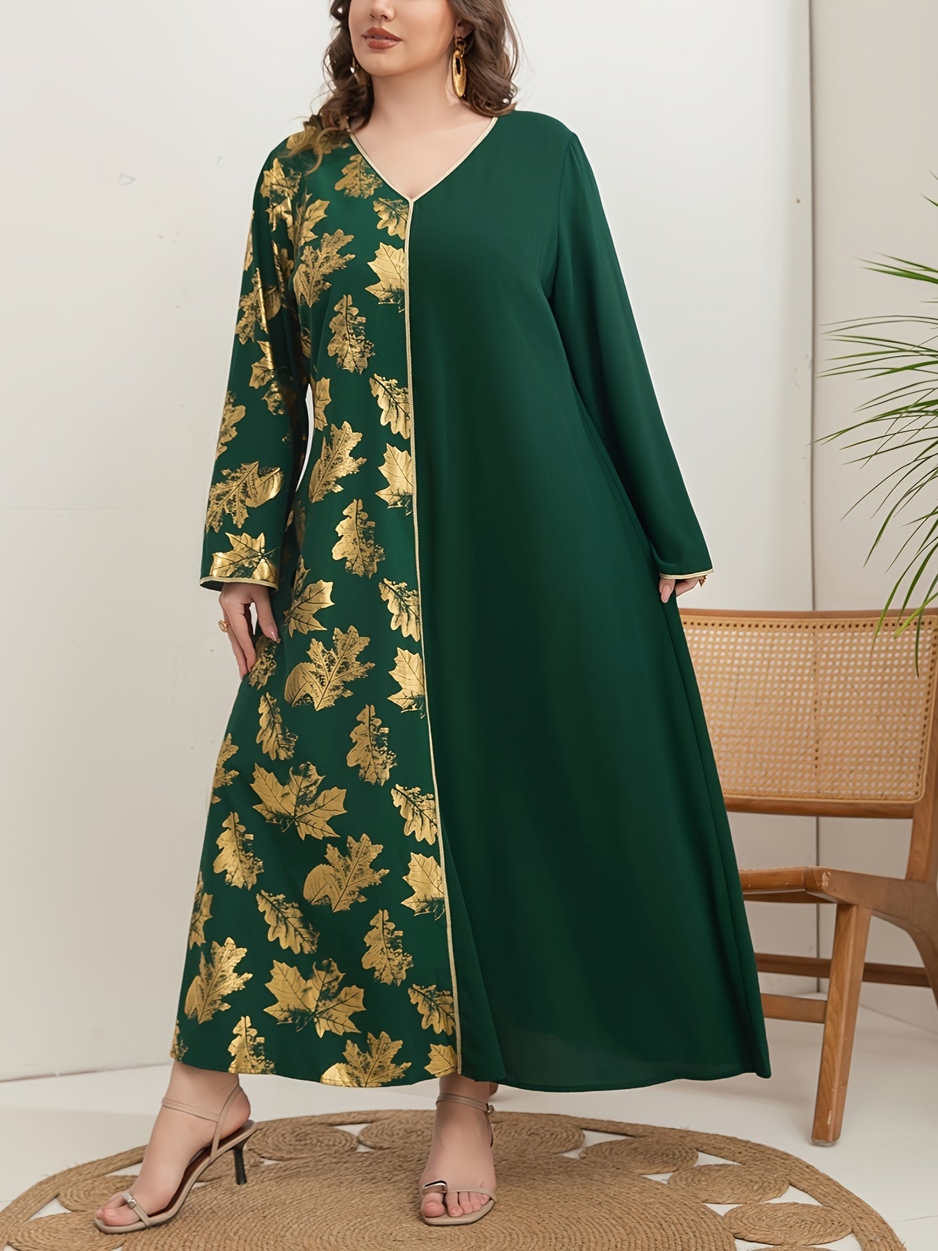 Women's V-Neck Tunic Dress Polyester All-Season Woven Slight Stretch