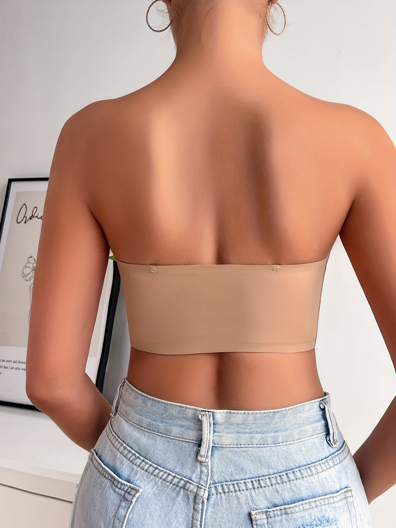 Women's Wireless Strapless Bandeau Bra with Support