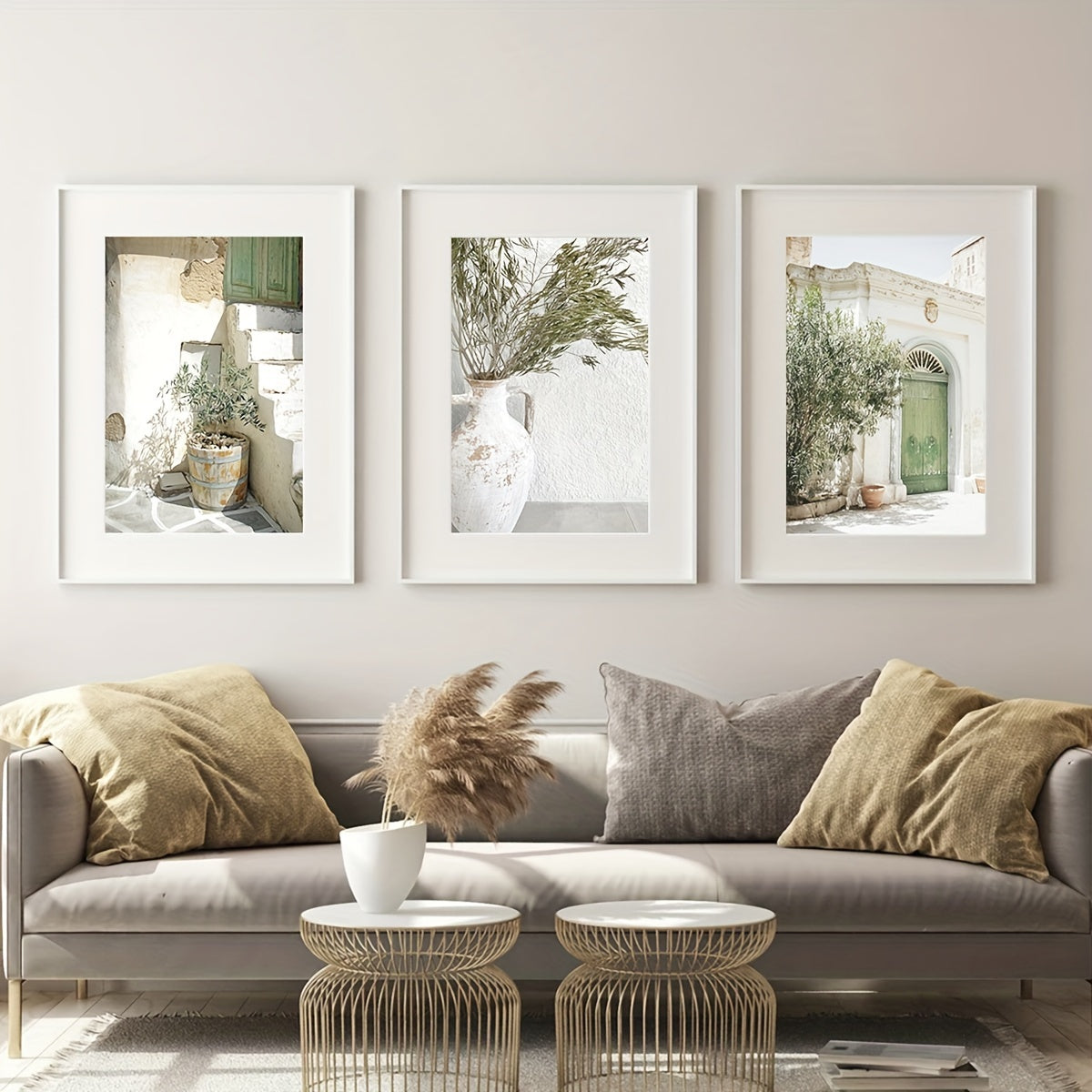 Set of 3 Olive Tree Landscape Art Prints Canvas Wall Decor for Living Room Bedroom Rustic Modern Style