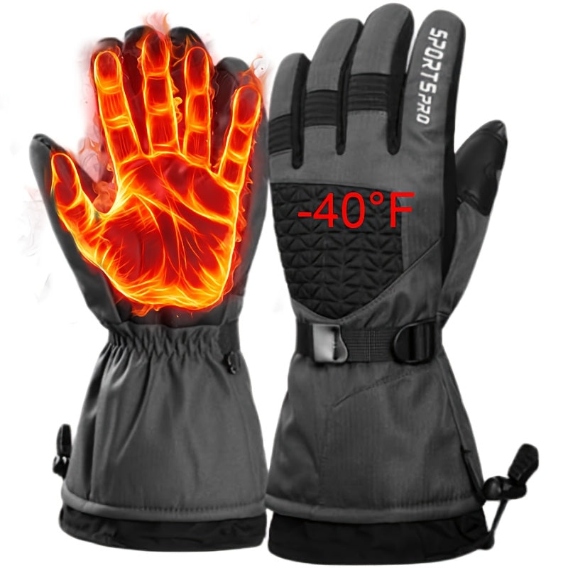 Waterproof Snowboard Gloves for Men and Women - Touchscreen Knit Fabric Warm Winter Gloves