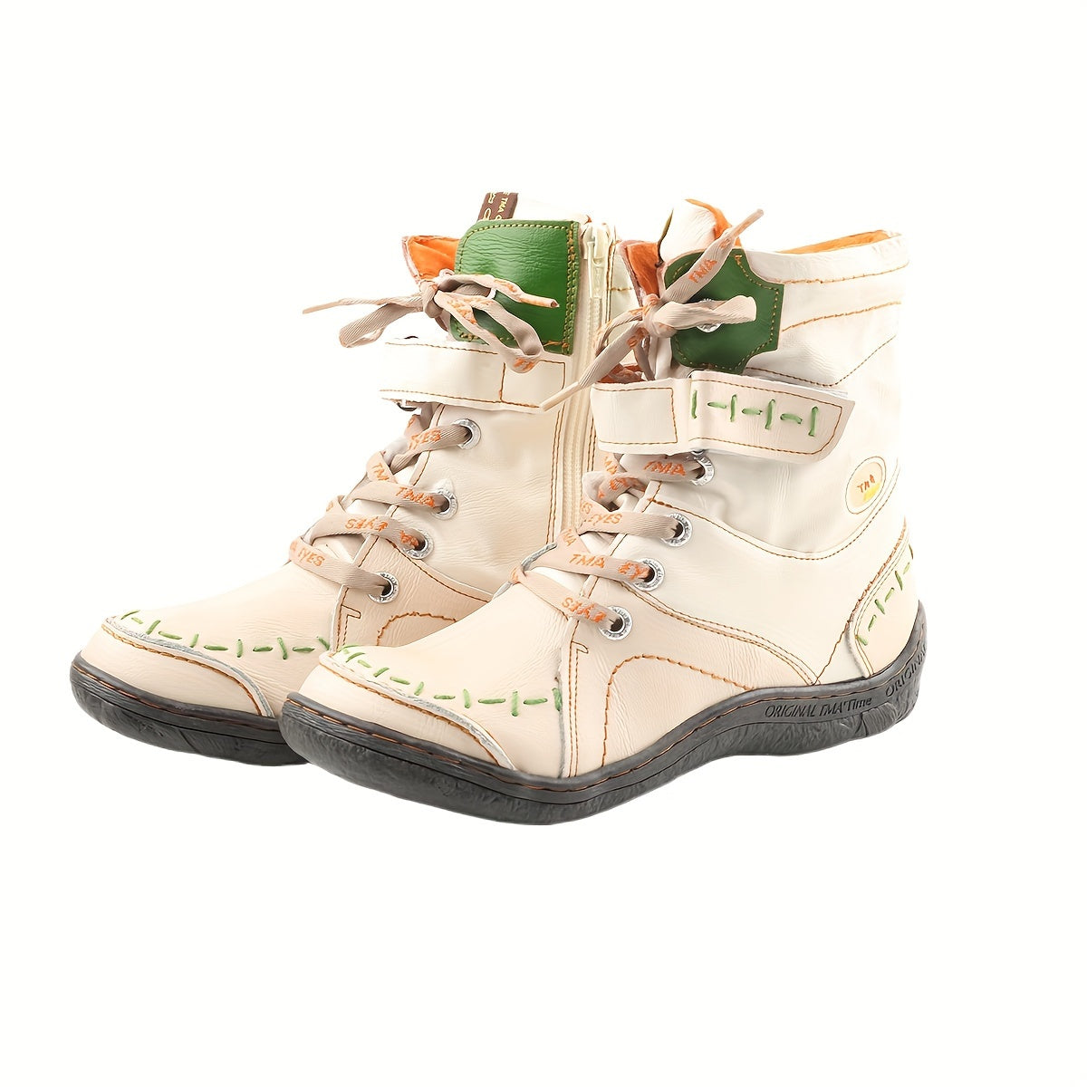 Women's Fleece-Lined Winter Ankle Boots with Lace-Up Flat Heel