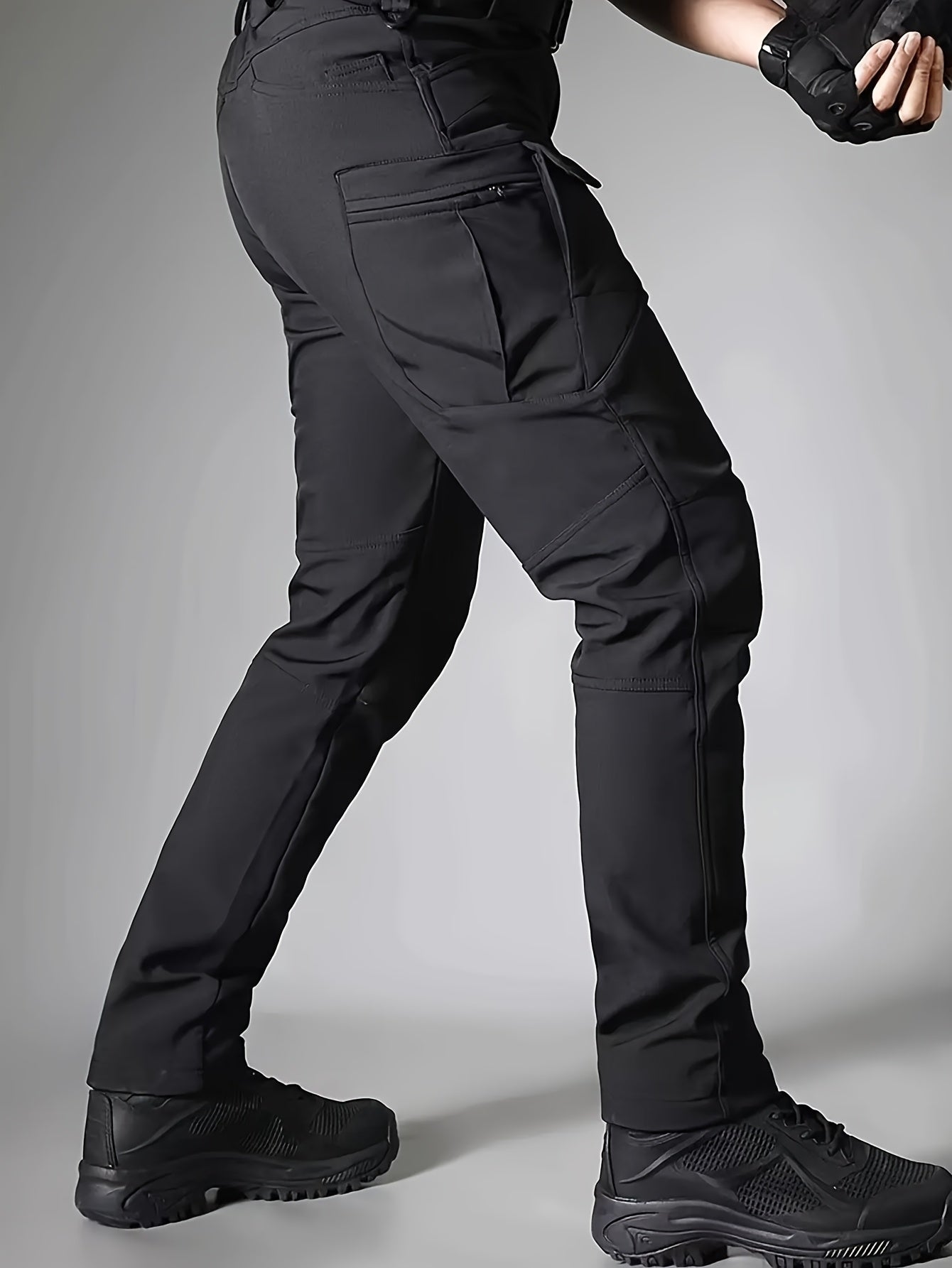 Men's Winter Outdoor Fleece Hooded Jacket and Pants Set with Pockets for Hiking Sports and Casual Wear