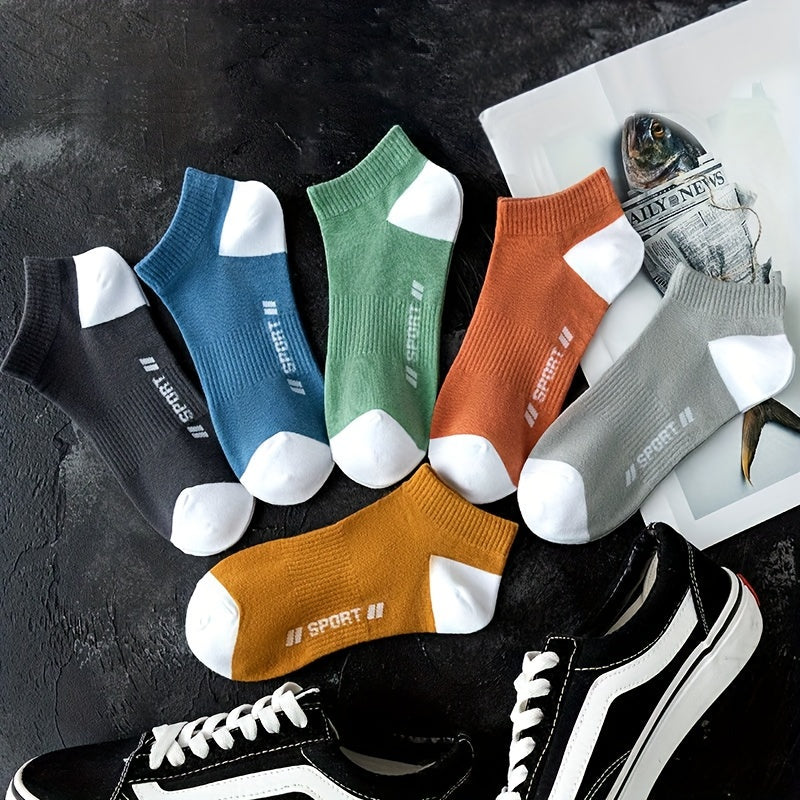 Men's Solid Color Knit Polyester Crew Socks Breathable Comfortable for Casual Sports Use