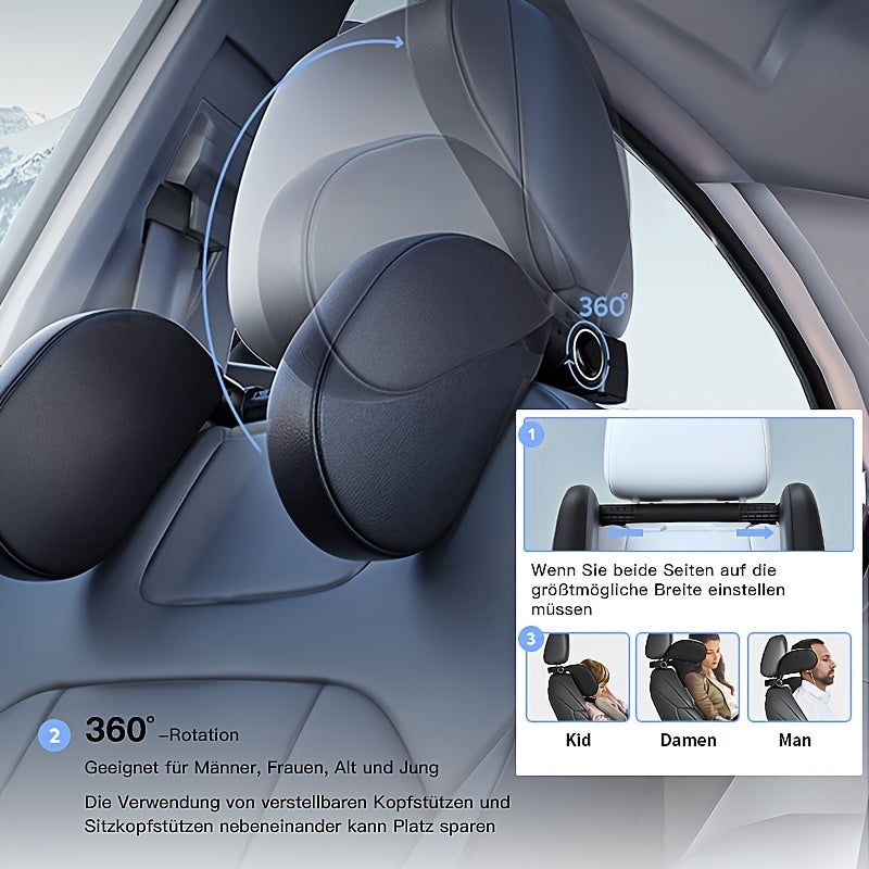 Adjustable Ergonomic Car Headrest with Memory Foam and Side Pads