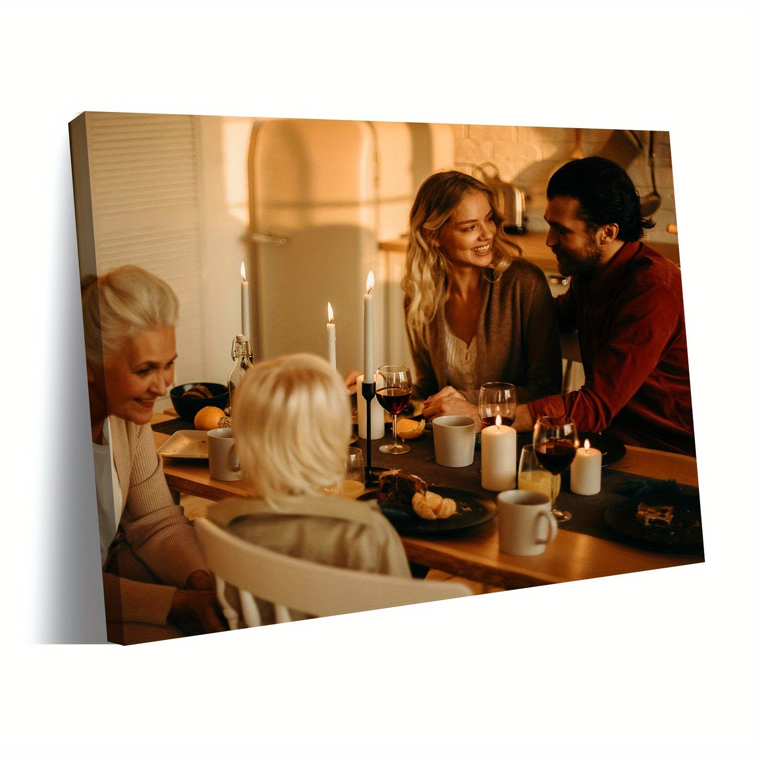 Personalized Wooden Framed Canvas Print for Family Photos Wall Art for Living Room Bedroom Bathroom