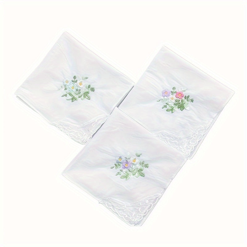 White Embroidered Flower Cotton Square Scarves Pack of 6 12 or 18